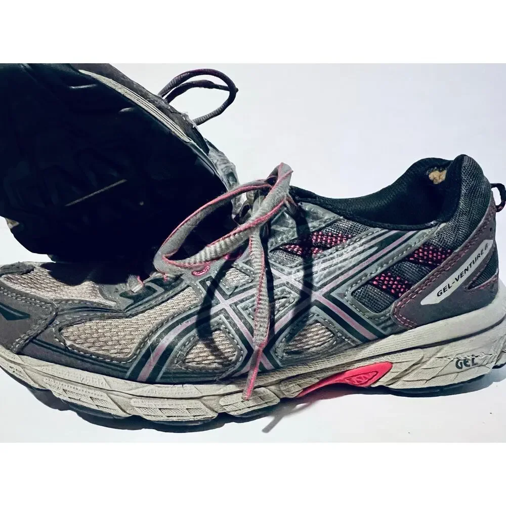 ASIC Running Shoes.  Size 8, Gray and Purple